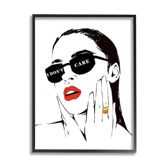 Stupell Industries I Don’t Care Shades Glam Fashion Female Portrait Framed Wall Art